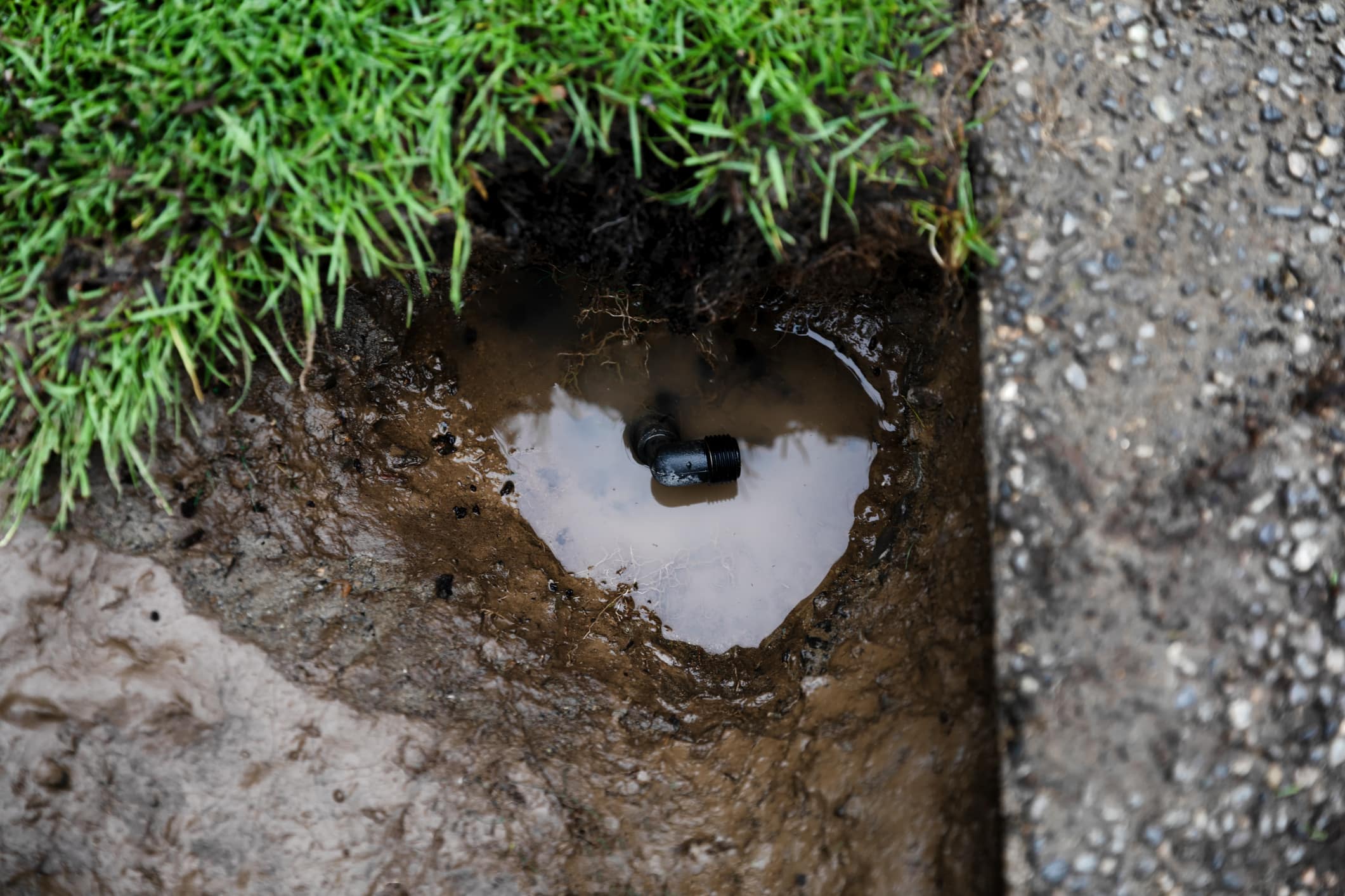 broken sprinkler head - illustrating DIY sprinkler installations failures